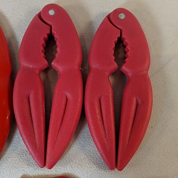 Red Lobster Claw Cracker Pick Fork Lot Set Plastic Metal Tool Seafood Nut Crab - Picture 2 of 11